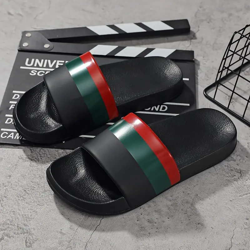 Unisex PU Leather Slide Sandals - Slip-On, Non-Slip Sole, Comfortable Upper, Round Toe, EVA Footwear for Outdoors & Casual Daily Wear, Multi-Size