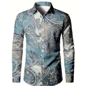 Men's Casual Elegant Paisley Pattern Long Sleeve Shirt