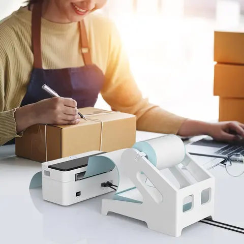 Desktop Thermal Label Holder, Sticky Label, Convenient Roll & Fold Organizer, Easy To Transport Label Holder, DIY Office Accessory for Home and Work, Office Essentials, Desk Accessories