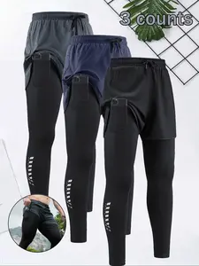 Men's 2-In-1 Sport Shorts with Pockets, High Elasticity Compression Fitness Pants, Running Workout Shorts, Training Cycling Shorts, Indoor Gym Workout & Outdoor Sports