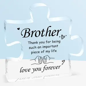 Gifts for Brother, Birthday Gifts from Sister to Brothers,Christmas Wedding Gift for Stepbrother, Half-Brother, Best Gift from Sister to Brothers Acrylic Jigsaw Puzzle Decoration