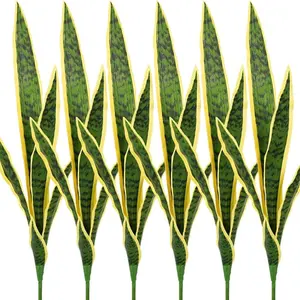 6 Pcs Faux Snake Plants 21.26 Inch Artificial Snake Plant Tall Faux Agave Fake Sansevieria for Garden Home Office Store Indoor Outdoor Decoration (Yellow)