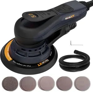 MAXXT Electric 5mm Random Orbital Sander R7303-5.0mm Orbit 350W Brushless Motor Variable Speed 10 Sanding Papers Corded Heavy Duty Tool for Woodworking - Hardware
