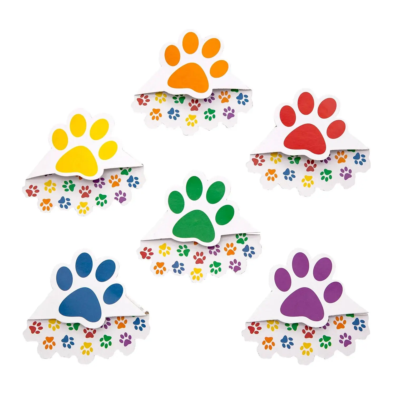 3 1/2" x 3 1/4" Paw Print Corner Cardstock Bookmarks - 24 Pc.