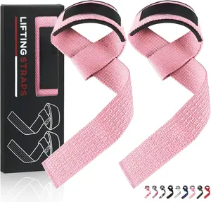 Cotton Hard Pull Wrist Lifting Straps Grips Band-Deadlift Straps with Neoprene Cushioned Wrist Padded and Anti-Skid  - for Weightlifting, Bodybuilding, Xfit, Strength