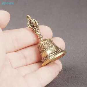 〔Jessica〕Brass Tibetan Bell Pendant – Vintage Vajra Handle Buddhist Bell Charm for Meditation & Decor