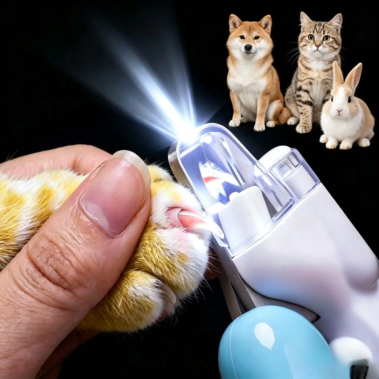 Professional LED Nail Clipper for Pets – Ergonomic Anti-Slip Handle, Sharp Durable Blades, Built-in Spotlight, Avoid Cutting the Quick, Ideal for Thick Nails