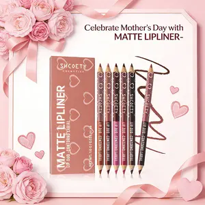 6 dual-ended lip liners, Cosmetic Lip Liner, 12 shades, covering everyday to festive tones, easily handle various occasions, perfect for gifting on Valentine's or Mother's Day, Lip Liner Pencil