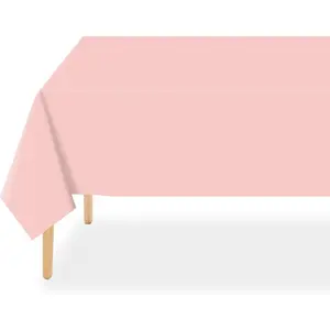 Blush Pink Plastic Table Cloth Disposable 2 Pack, 54 x 108 Inch Tablecloths for Valentines, Easter, Mothers Day Decorations, Shower Birthday Party, Rectangle Table Cover