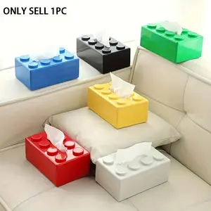 Cute Block Style Paper Towel Holder, Toilet Paper Holder, Multi-Functional Plastic Storage Box, Bright Colors, Wall-Mountable or Tabletop Decorative Organizer