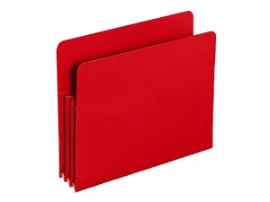 Smead 73501 Expansion Drop Front File Pockets, Straight Tab, Poly, Letter, Red, 4/Box
