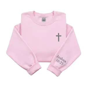Embroidered Bible Verse On The Sleeve Christian Sweatshirt – Custom Cross Sweatshirt, Faith Based Matching Gift For Couples