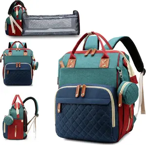 Diaper Bag with Changing Station, Waterproof 3 in 1 Diaper Backpack with Foldable Changing Pad, Ba by Registry Search &Ba by Shower Gifts - Newborn Essentials, Red-Green-Blue
