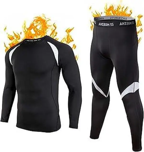 Muezna Men's Thermal Top and Bottom Set Underwear Long Johns Base Layer with Soft Fleece Lined Fabric