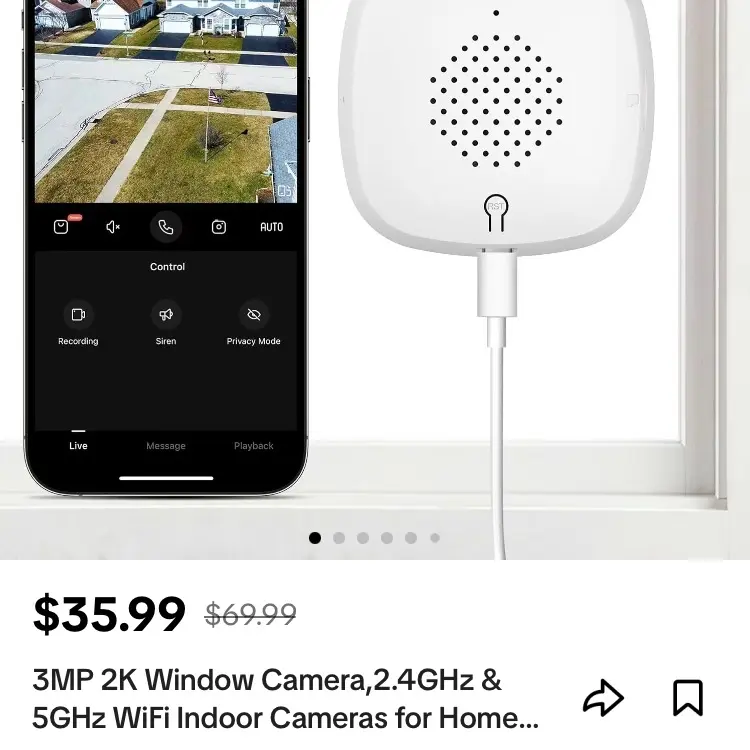Grafit 2K Window Camera - 3MP, 2.4GHz, 5GHz WiFi Indoor Camera for Home Safety