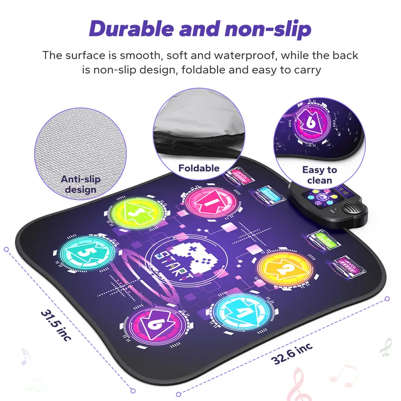 Merach Dance Mat Bluetooth Electronic Dance Pad with Light-up 6-Button 8-Button Built-in Music Dance Game Toy Gift for Kids Girls Boys 3-12 Years Old Summervibes Merach Dance Mat Bluetooth Electronic Dance Pad with Light-up 6-Button 8-Button Built-in Music Dance Game Toy Gift for Kids Girls Boys 3-12 Years Old Summervibes