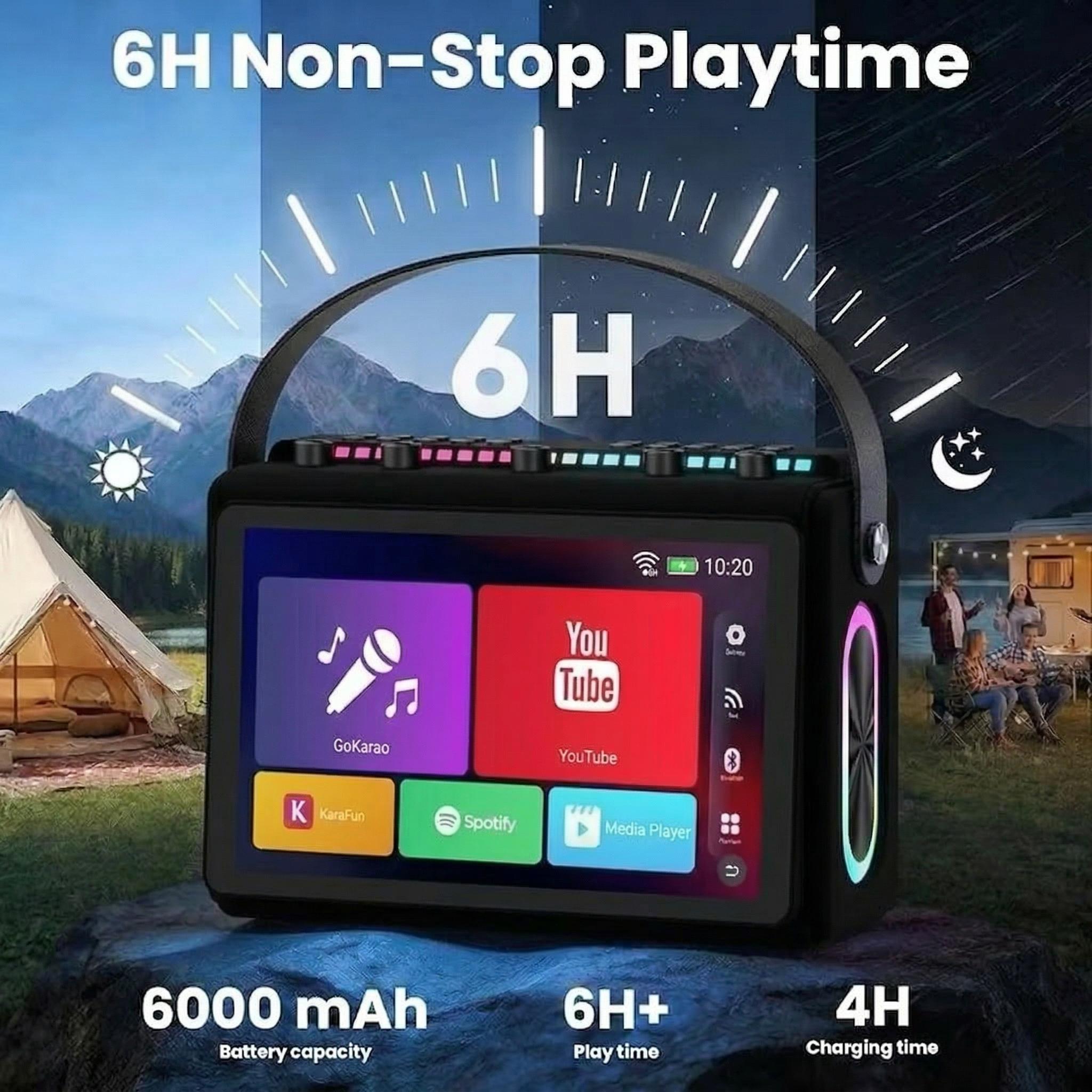 Karaoke Machine for Adults,Built-in 10.1"HD Lyrics Screen, Supports WiFi Bluetooth HDMI USB and TF,Portable Karaoke Player with 2 Wireless Microphones for Home Party Family Gathering