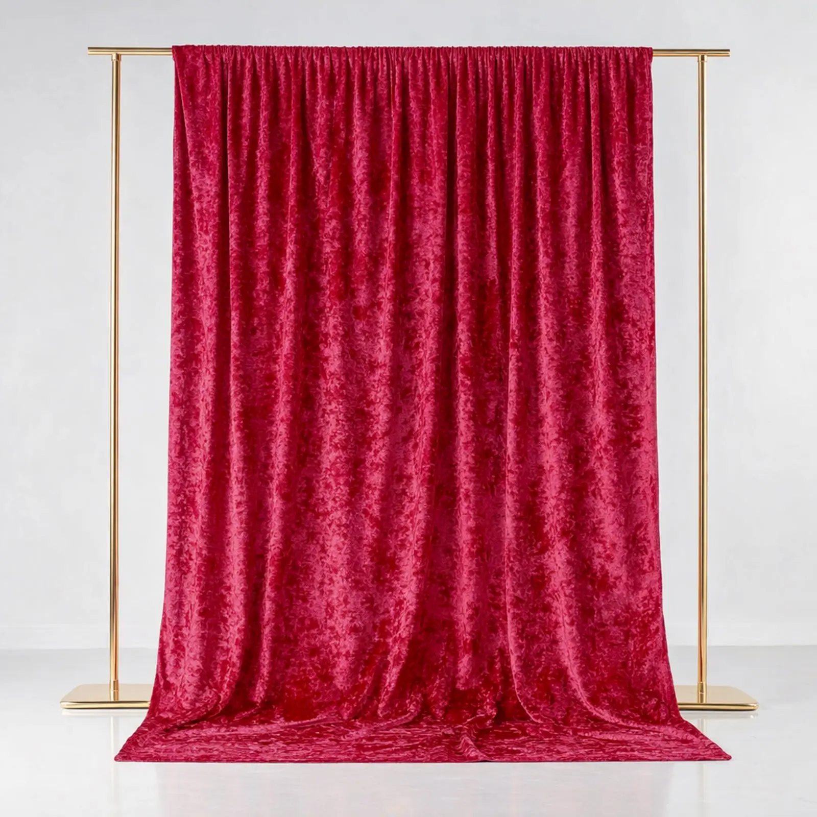 Red Crushed Velvet Backdrop Curtain - 5ft x 10ft Event Drape with Rod Pocket, Privacy Panel for Photo Booths, Party Decor, Wedding Party Backdrop, Birthday Celebrations