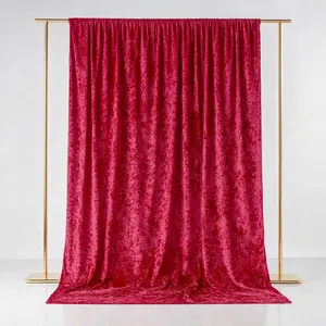 Red Crushed Velvet Backdrop Curtain – 5ft x 10ft Event Drape with Rod Pocket, Privacy Panel for Photo Booths & Events