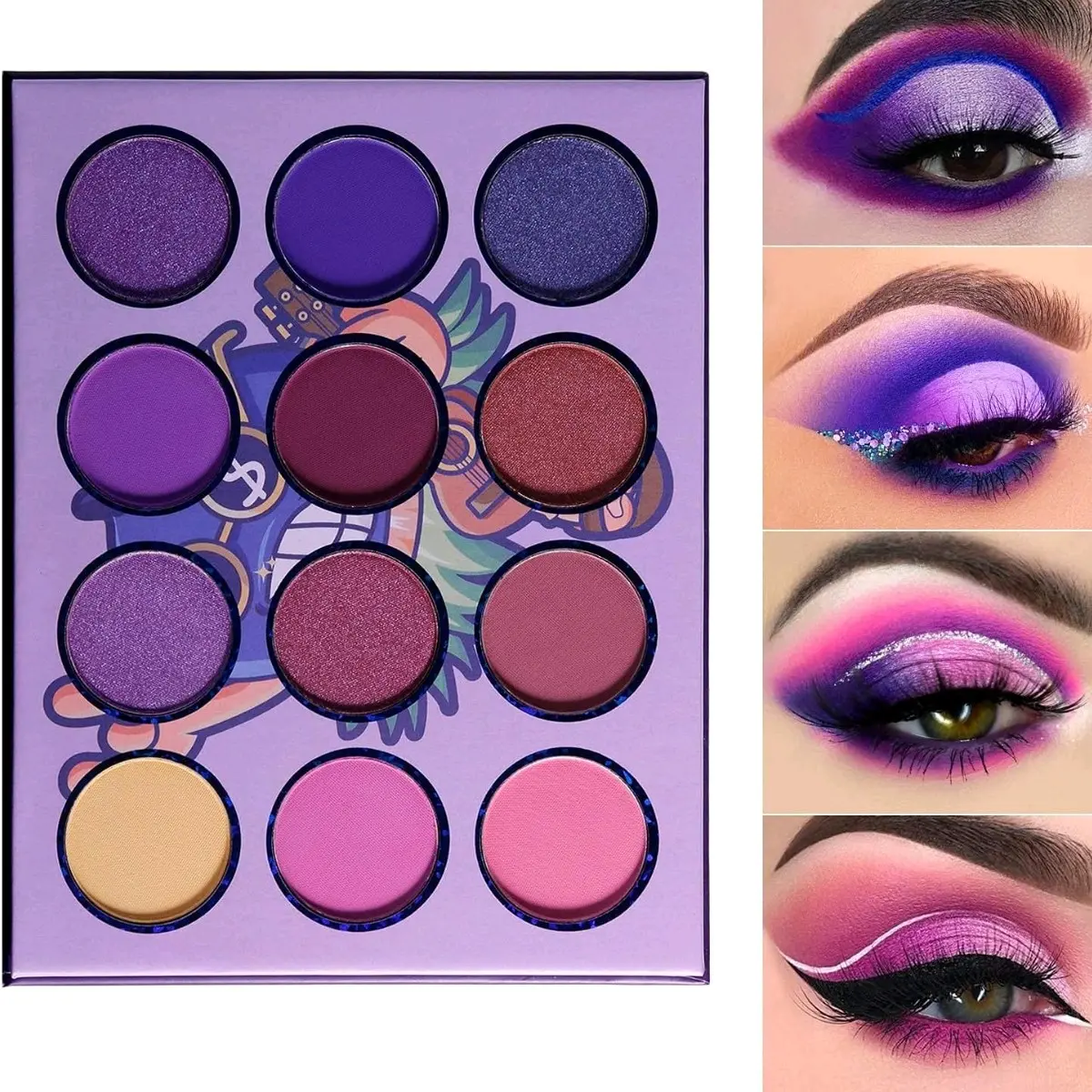 Hawaii Blueberry Eyeshadow Pallette - Matte, Powder, Shimmer, Waterproof, Spice Makeup in Colorful Circles for Versatile Use