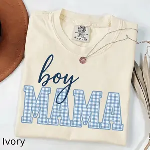 Comfort Colors Gingham Boy Mama TShirt, Boy Mom T-Shirt, Gingham Mama Tee, Mothers Day Gift, Cute Mom TShirt, Gingham Mama of Boys T-Shirt