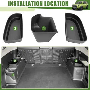 Trunk Organizer for 2010-2024 Toyota 4Runner 5-Seat 2nd Row(NOT Fit 7-Seat 3rd Row), Rear Trunk Storage Box Bin Cargo Tray for 10-24 4 Runner Interior Accessories(3Pcs Trunk Organizer)