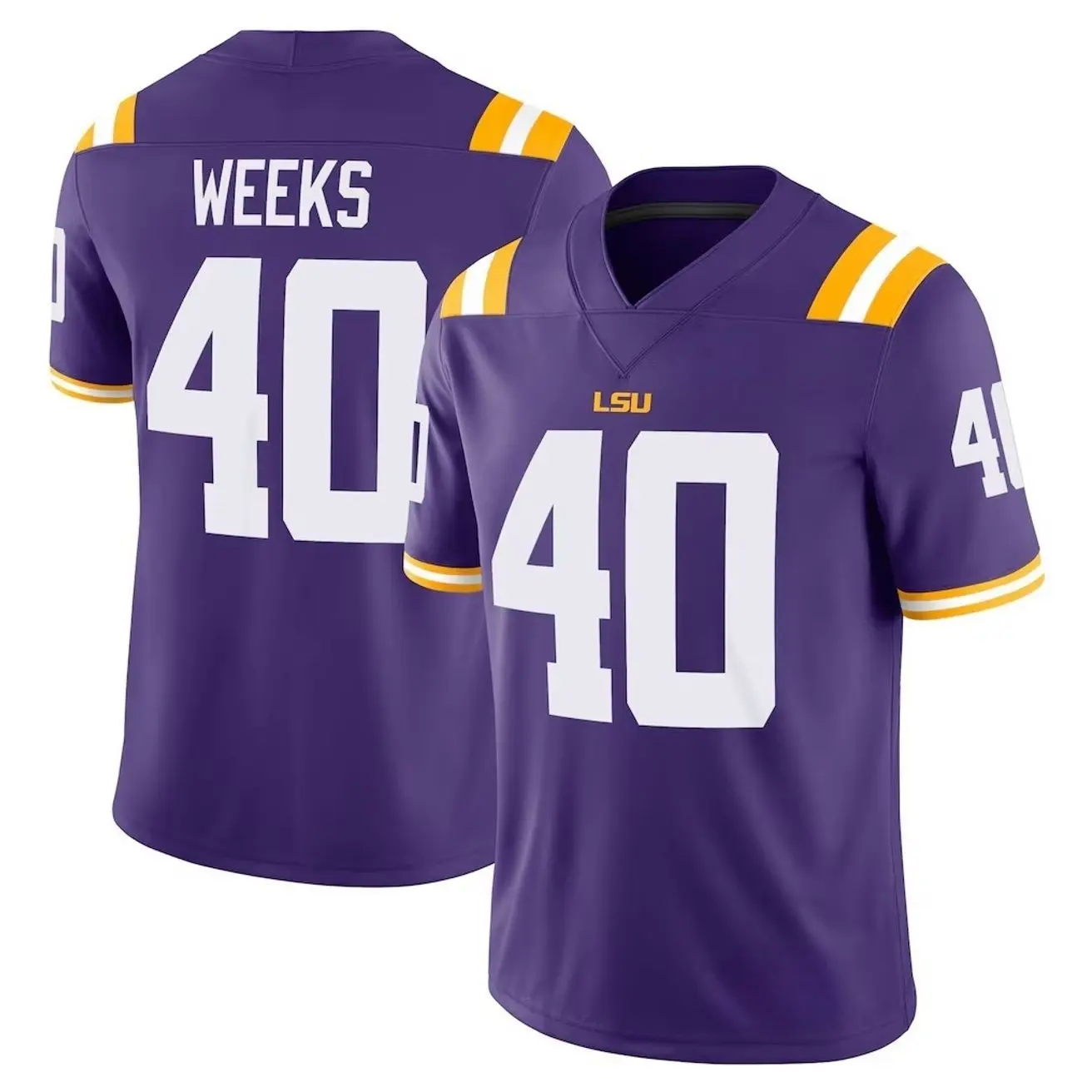 Men Football Jesey Whit Weeks LSU Tigers Home Football Game Jersey - Royal