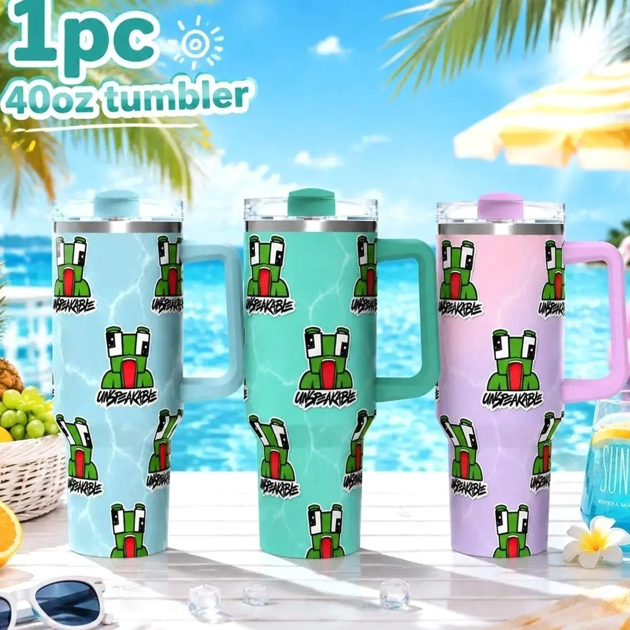 40oz Stainless Steel Tumbler Unspeakable Pattern Insulated Water Bottle Leakproof Vacuum Double Wall Travel Mug Summer Gift Drinkware