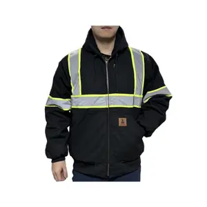 Reflective heavy-duty quilted flannel lined waterproof activity jacket hooded workwear cotton casual men's topRAIMENTRY