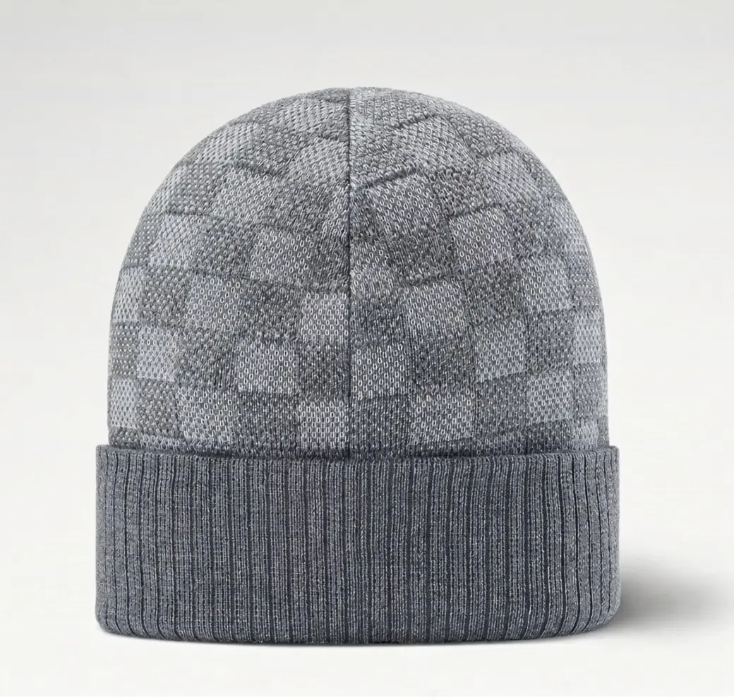 Grey checkered beanie