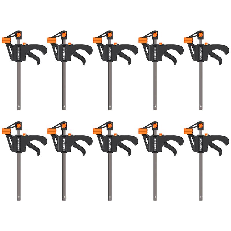 AIARJ Clamp, 10pcs Woodworking F Clamp 4Inch Bar F Clamps Clip Wood Carpenter Tool Grip Quick Ratchet Release Squeeze Woodworking DIY Hand Tool Kit Projects Safety