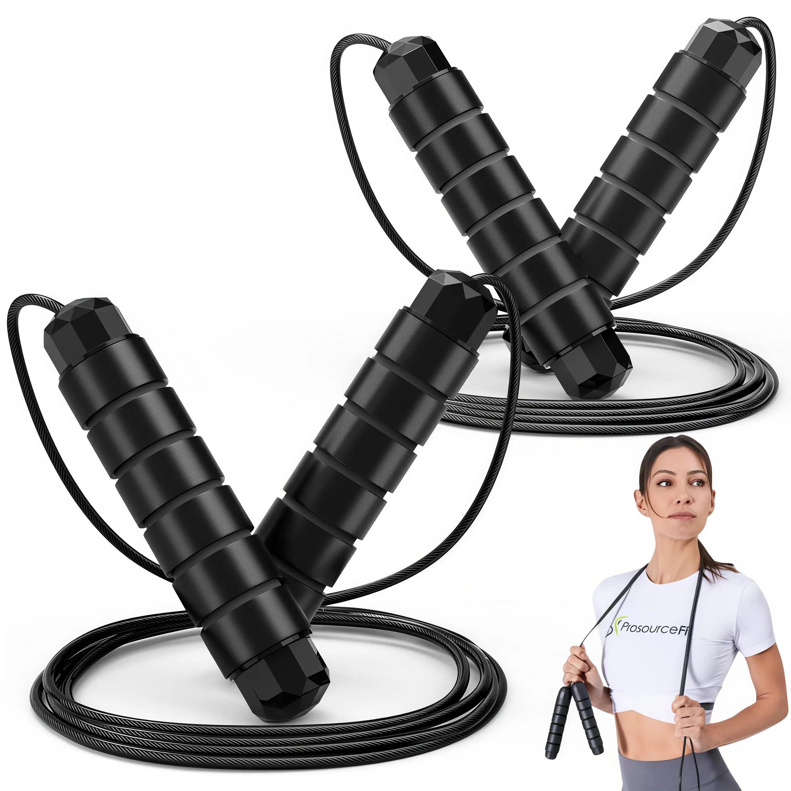 LMMAKE 1PC/2PCS Adjustable Speed Jump Rope with Ball Bearings, Tangle-Free for Home, Gym & School Workouts, Suitable for Men & Women