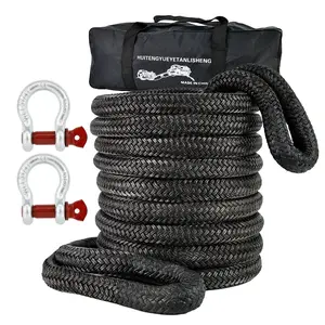 Kinetic Recovery Rope 1.65" x 30ft, 55000LBS Heavy Duty Snatch Strap with Recovery D-Ring Shackles, Tow Rope for Truck Semi Truck Tractor, Offroad Recovery Gear for Heavy Vehicle Towing