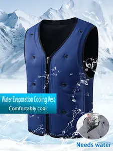 Men's Outdoor Casual Work Plain Color Vest, Physical Steam Cooling Inner Layer, Fitted Style, One Piece, No Ca Prop 65 Warning