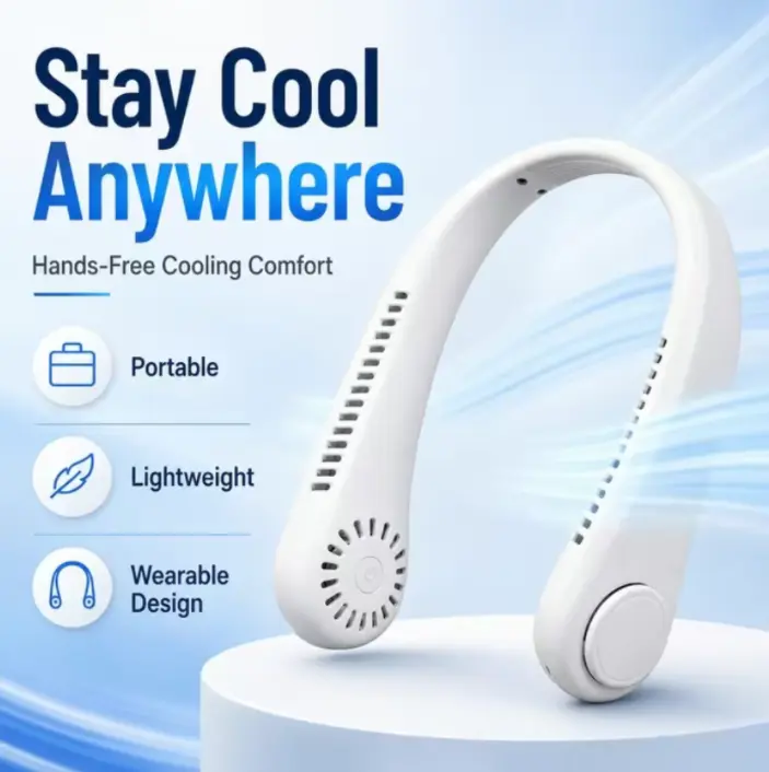 2026 New Portable Neck Fan, Hands Free Bladeless Fan, 3 Speeds, Battery Operated Wearable Cooling Personal Fan, Personal Cooling Fans, USB Rechargeable Fan for Outdoor Indoor, Portable Cordless Fan, Birthday Gifts for Men Women Mom Dad #GLOBAL PICKS