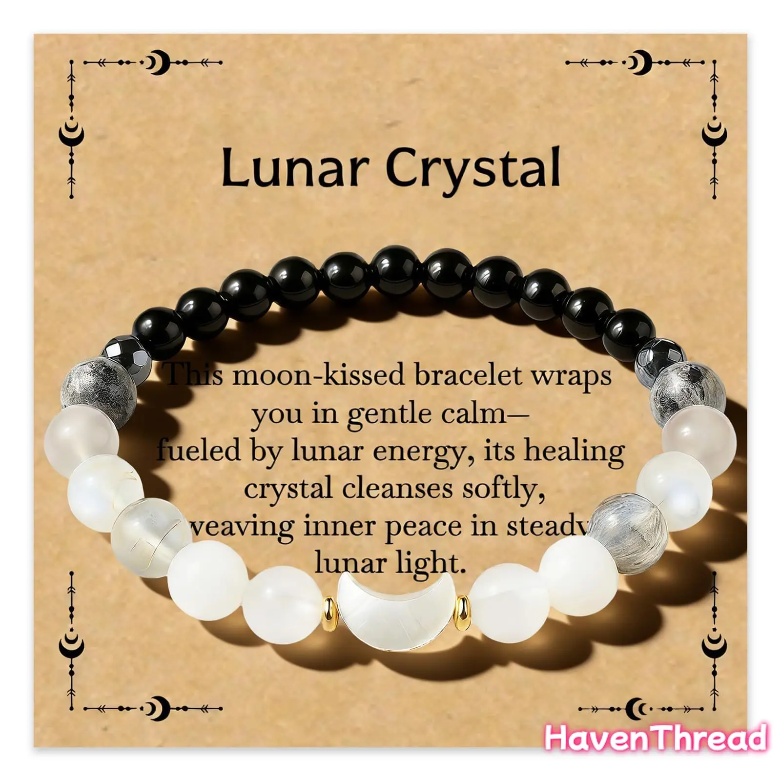 Sofia Moon Phase Crystal Bracelet - Lunar Energy Bracelet Healing Crystal Jewelry - Cleanse Bracelet, Inner Peace Bracelet Gift for her