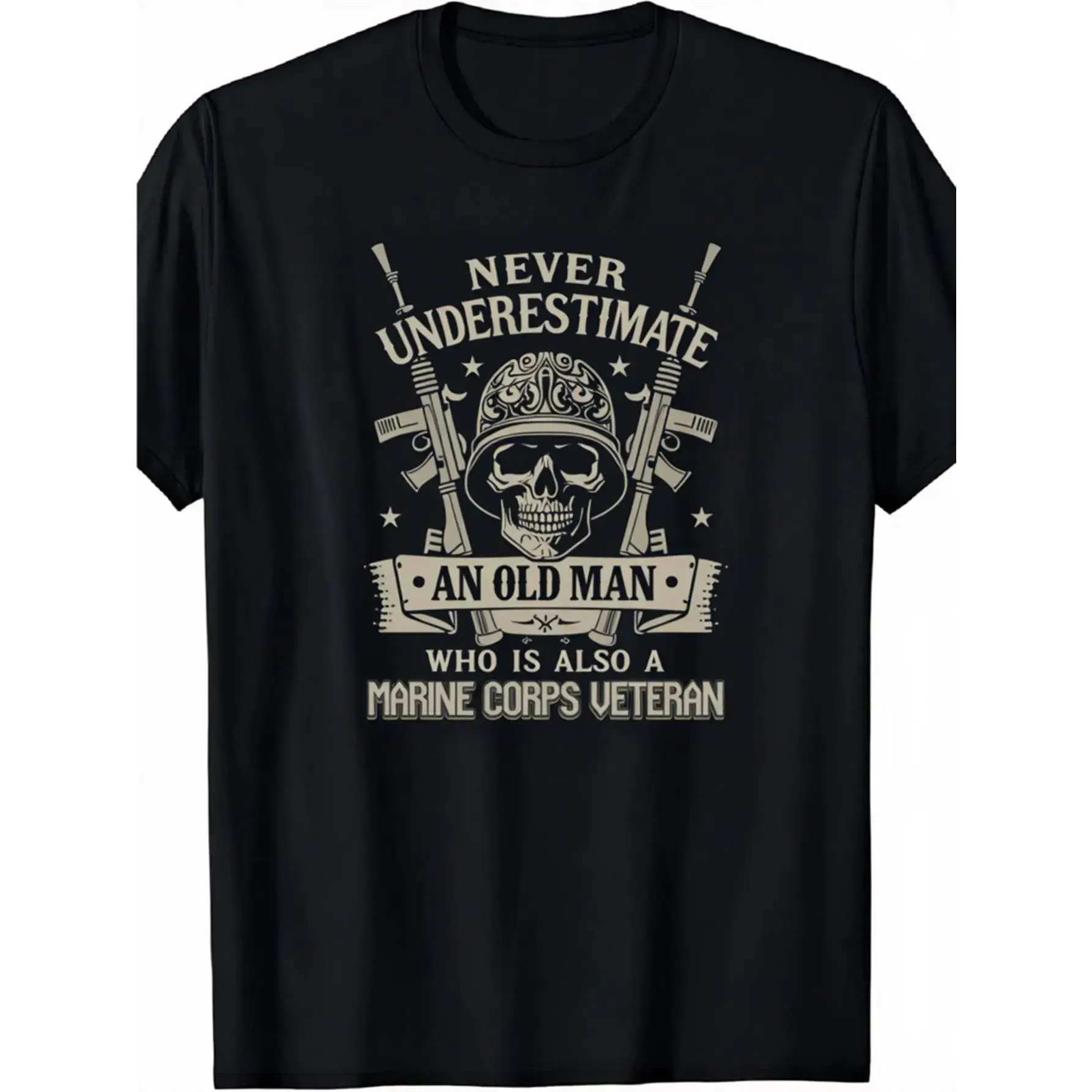 Men's Vintage Marine Corps Veteran T-Shirt - Never Underestimate an Old for Man Who Was Also a Marine Graphic Print