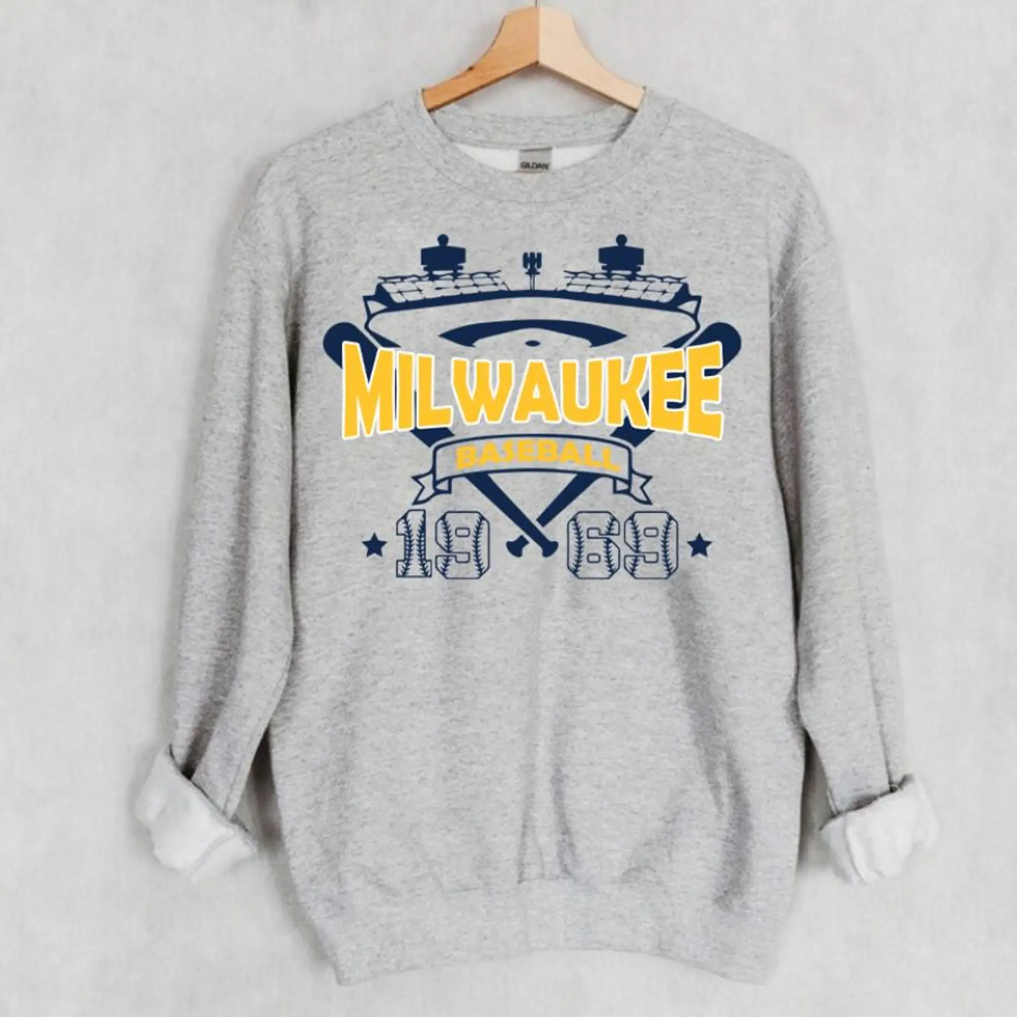 Vintage Milwaukee Baseball Retro Stadium With Est Number 1969 Sweatshirt, Milwaukee Baseball Team 90s Hoodie, Baseball Mom Sweatshirt 4oyqd7p277g8