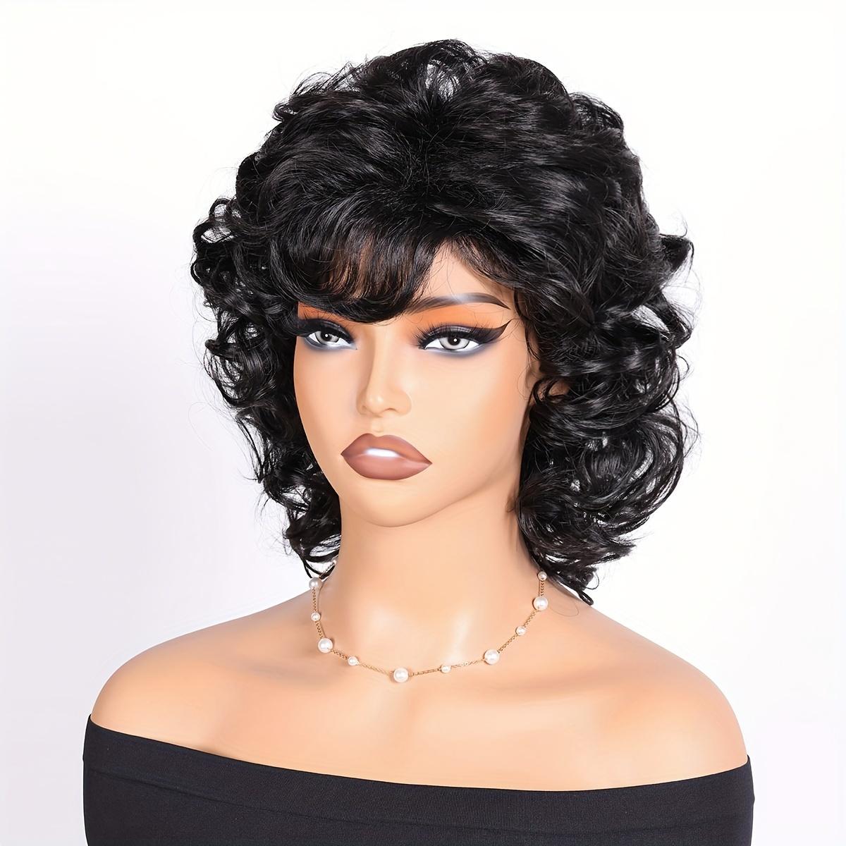 10-Inch Short Curly Wig with Side Bangs And Wavy Hair
