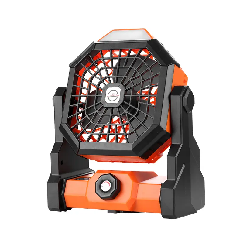 Type-C USB Adjustable Portable Camping Fan with LED Light, 360° Rotating Hook, Oscillating Emergency Cordless Rechargeable Battery-Powered Lightweight Fan