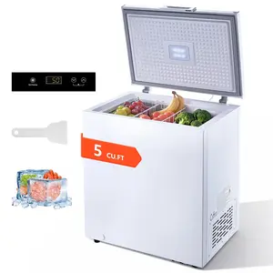 Summervibes VEVOR Chest Freezer, 5 Cu. ft Compact Deep Freezer, Free Standing Top Open Door Chest Freezers with 2 Removable Baskets Adjustable Thermostat - Energy Saving, Low Noise Garage Ready, White