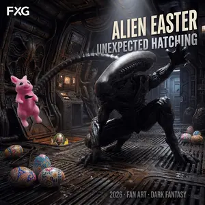 Alien Easter Decoration Figurine, Collectible Handmade Ornament, Home Room Bookshelf Decor, Desktop Display Piece, Unique Gift Idea