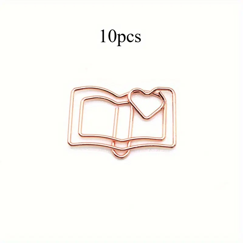 Whimsical Cartoon Paper Clip Bookmarks - Rose Golden Curve Design, Cute Metal Stationery for Learning, Test Papers, and Book Lovers - Creative Style, Durable, and Colorful