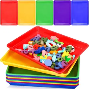 15 Pcs Flat Plastic Trays 16.1 x 11.8'' Sensory Storage Tray Stackable Classroom Bins for Office Home Organizer Arts and Crafts Supplies(Classic Color)