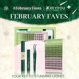 KEYYOU Fairy Chispa Lash Clusters Invisible Band DIY Lashes - Individual Clusters or Full Kit to Customize! -Wet Look Waterproof Eyelash Extension Wispy Manga Kawaii Doll Lashes Feline lash look Medusa Lash handmade lash TikTok Shop FebruaryFaves