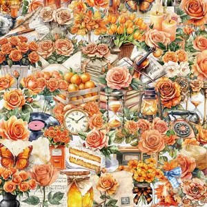 Transparent Bud Sticker Pack, Waterproof Pet Material, Decorative Guitar Notebook Stickers, 50 Sheets, Flat Sticker Type