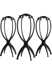 3-Piece Plastic Wig Stand Set, Portable Wig Display Rack, Wig Holder, Durable Hair Styling Tool, Essential Wig Accessories for All Seasons