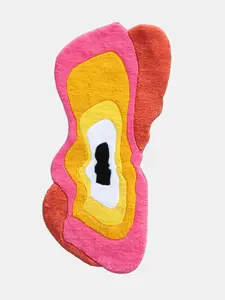 Handmade Geode-Inspired Rug - Vibrant Abstract Design, Soft Yarn, 18x35" (Custom Size), Non-Slip Backing, Unique Artistic Statement Piece