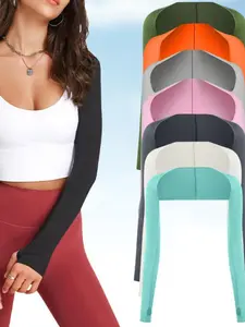 Women's Solid Color Sun Protection Arm Sleeves, Casual Breathable Comfortable Shawl Collar for Outdoor Cycling, Fashion Accessories for Daily Wear