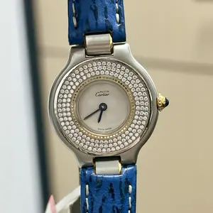 Cartier Vintage Must 21 Gold Plated 28mm White Dial Diamond MWT000622